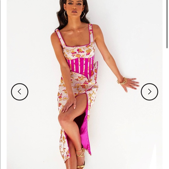 Unique Pink Midi Formal Dress - Picture 3 of 7